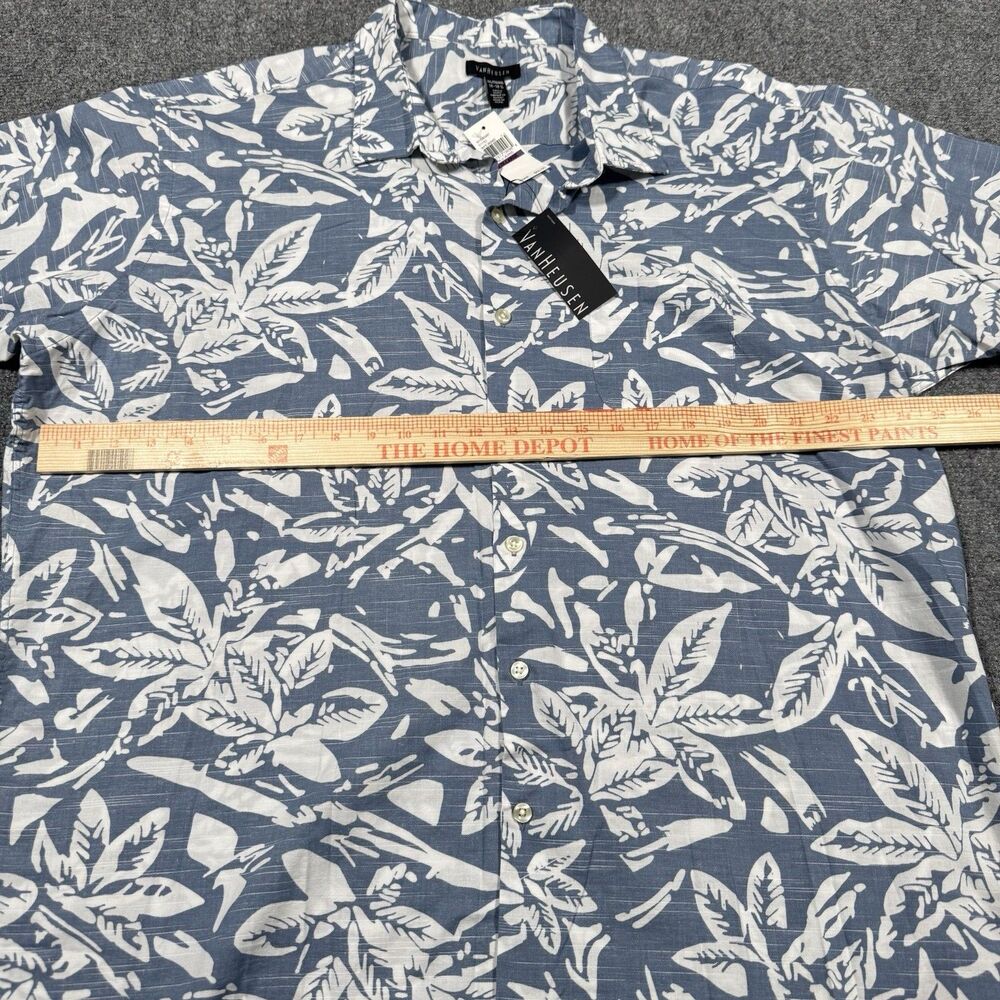 Van Heusen Hawaiian Aloha Shirt Floral Blue Jean Whitewash 2XL XXL 18-18 1/2 - Picture 6 of 7